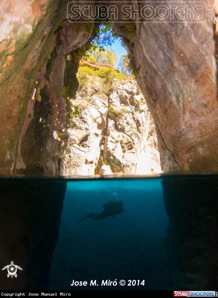 Diver in Cave