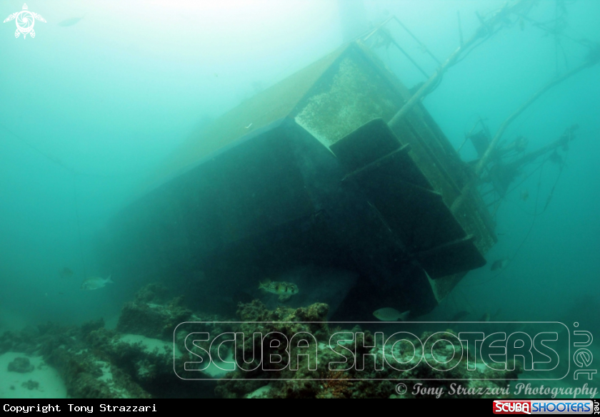 A Stern of sunken yacht