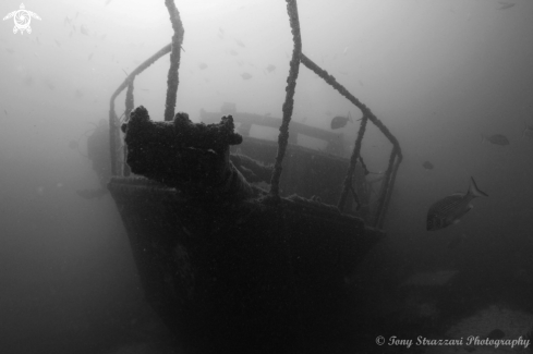 A Cabin cruiser wreck