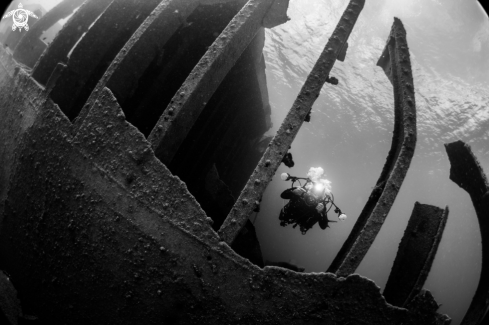 A wreck diving photoshoot