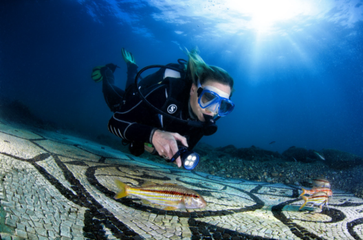 Mosaic at Campi Flegrei Underwater Archeological Park of Baiae