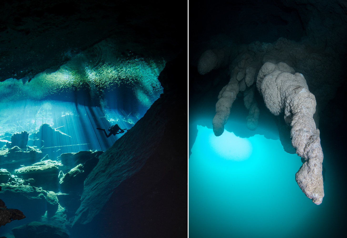 Into the cenotes, stalactites and stalagmites
